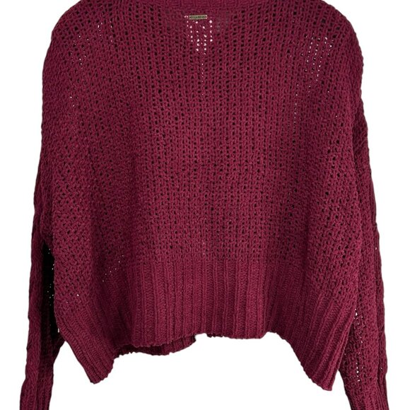 BILLABONG Cherry Moon Pullover Sweater Sz M Maroon Red Woven Knit Cowl Neck Cozy - Picture 4 of 9